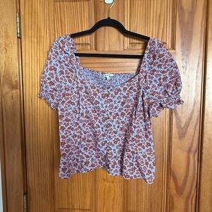 Madewell Floral Smocked Puff Sleeve Top